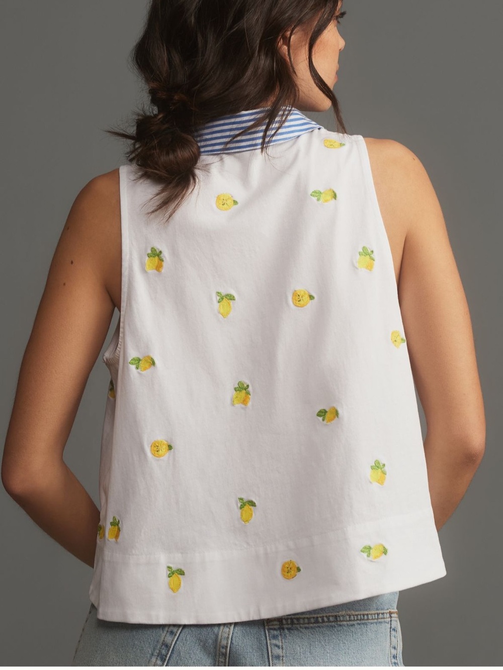 Anthropologie Maeve NWT Lemon Print Sleeveless Swing Top Coastal Preppy Size S - Picture 3 of 10